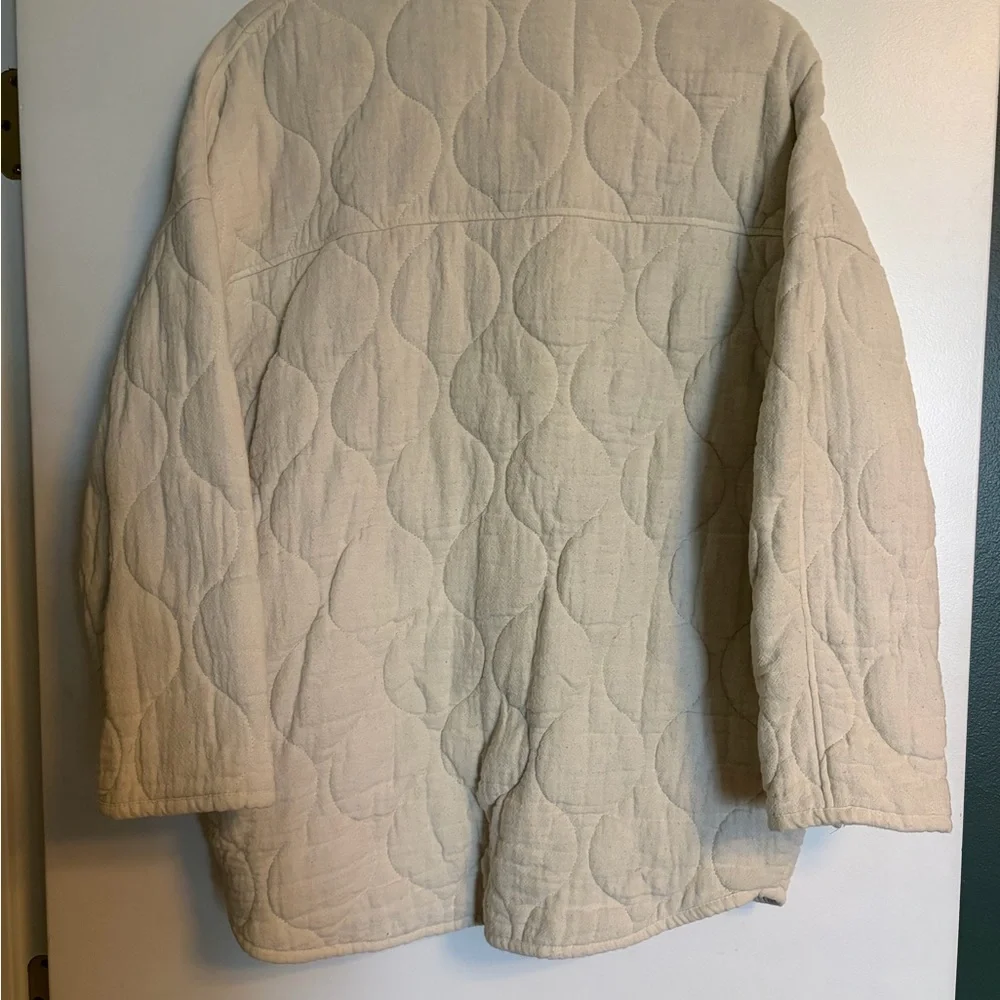 Zara Cream Quilted Button-Up Jacket - Picture 3 of 3